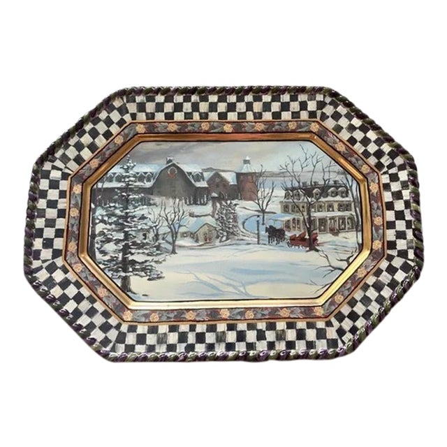 MackenzieChilds Maclachlan Winter Ceramic Courtly Check Large Serving