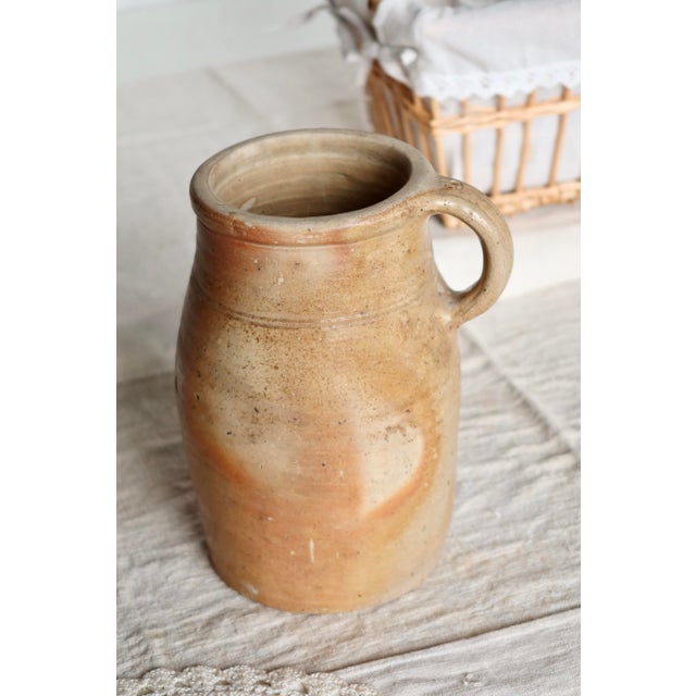 Rustic Antique Rustic Stoneware Jar with Handle, 1980s For Sale - Image 3 of 7