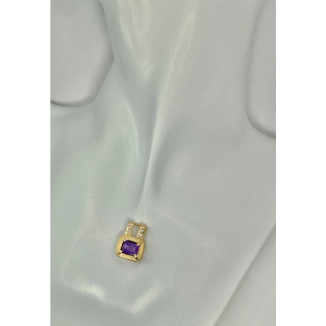 Amethyst & Diamond 14k Yellow Gold Pendant For Sale - Image 9 of 9