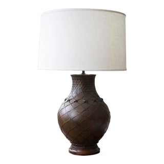 Brown Bulbous Table Lamp For Sale
