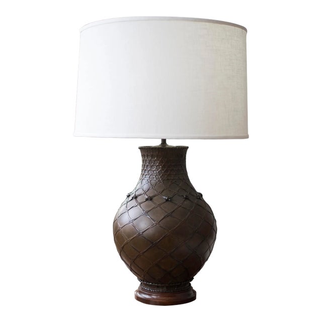 Brown Bulbous Table Lamp For Sale