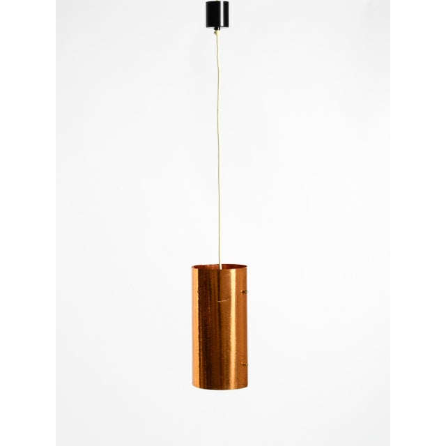 Mid-Century Tube Pendant Lamps with Two Copper Shades, 1950s, Set of 2 For Sale - Image 9 of 18