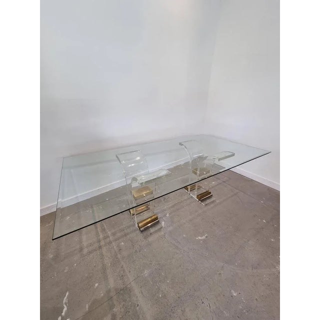 Metal Brass and Acrylic Glass Dining Table by Charles Hollis Jones For Sale - Image 7 of 10