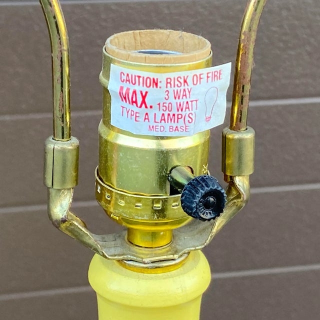 Yellow Faux Bamboo Table Lamp With Ball Final For Sale In Philadelphia - Image 6 of 12