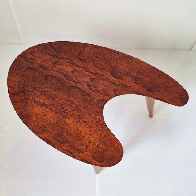 Vintage Tripod Side Table in Imitation Snake Skin, 1950s For Sale - Image 9 of 10