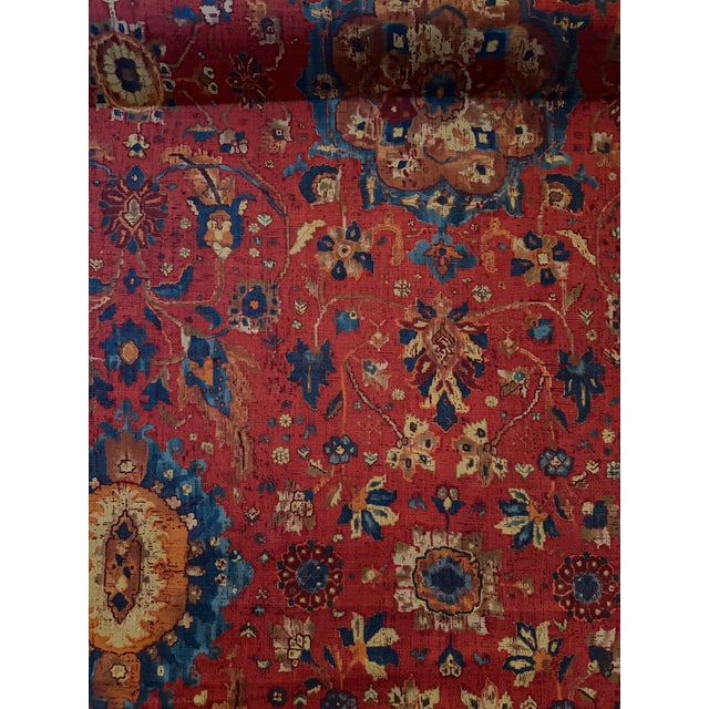 Turkish Schumacher Jahanara Carpet in Turkish Red 172790 2 Yards Linen Fabric For Sale - Image 3 of 7