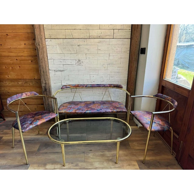 Mid-Century Modern Lounge Set in Brass, 1960s, Set of 4 For Sale - Image 9 of 9