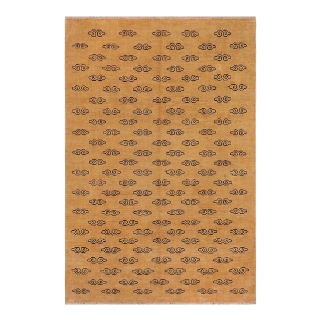 1980s 1980s Contemporary Gabbeh Tan/Blue Wool Rug - 7'10" X 9'2" For Sale