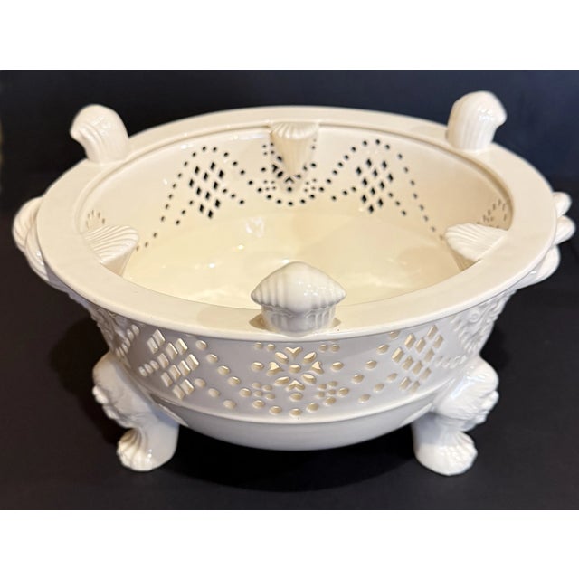 Ceramic Royal Creamware Tea Pot & Biscuit Bowl For Sale - Image 7 of 11