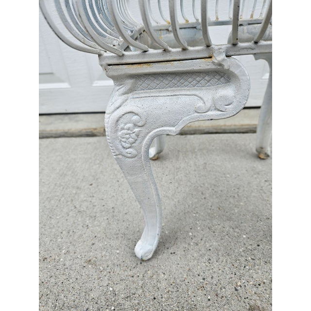 Square White Wrought Iron and Metal Garden Stool For Sale - Image 9 of 14