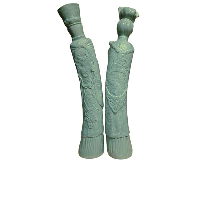 Mid-Century Modern Vintage Asian Emperor & Empress Statues, a Pair For Sale - Image 3 of 10