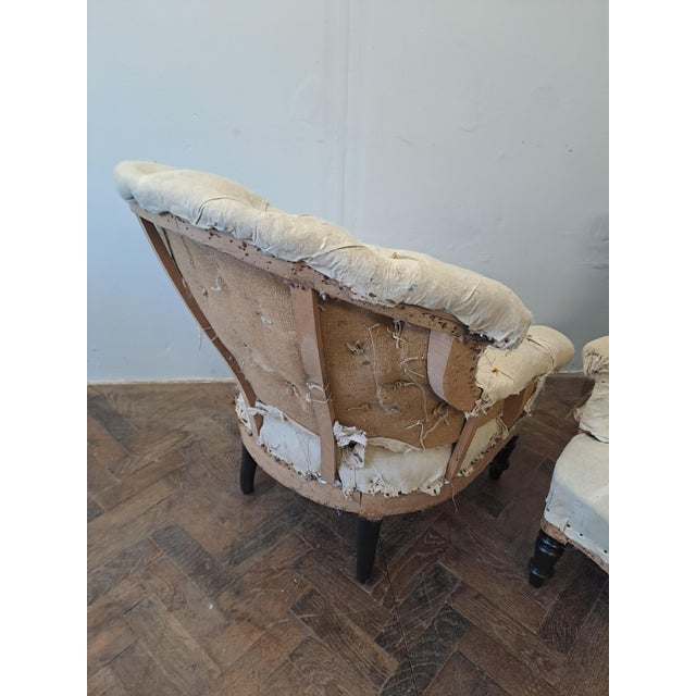 Napoleon III Upholstered Armchairs, 1880s, Set of 2 For Sale - Image 3 of 7