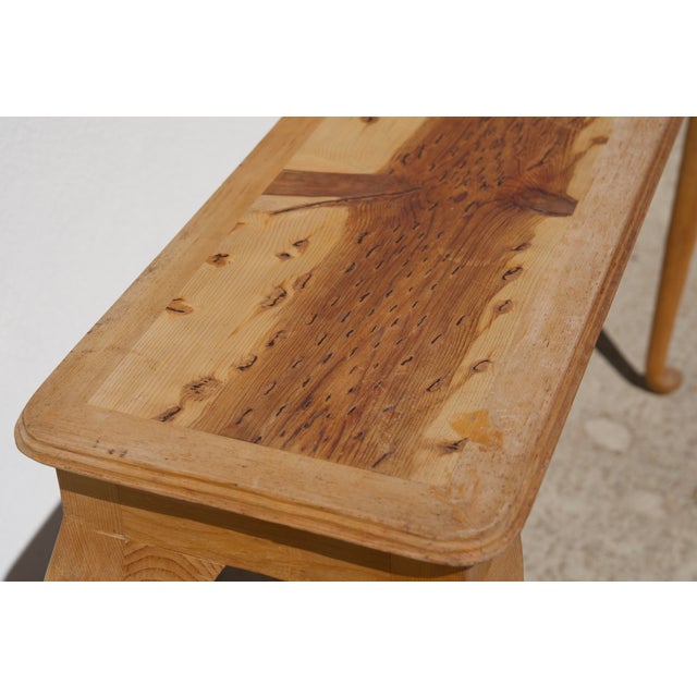 1980s Handcrafted Queen Anne Sofa Table, Fire-Figured Sugar Pine Top For Sale - Image 10 of 14