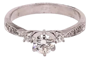 18 Karat White Gold Engagement Ring 1.00 Total Diamond Weight