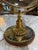 Vintage Brass Vanity Mirror With Etched Glass Base and Wood Trim For Sale - Image 4 of 10