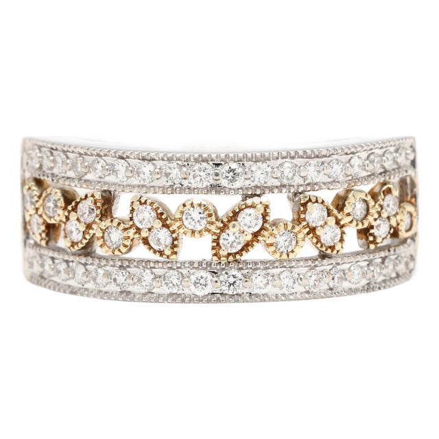 0.36ctw Diamond Cutout Band, 14k Yellow and White Gold, Ring Size 6.25 For Sale