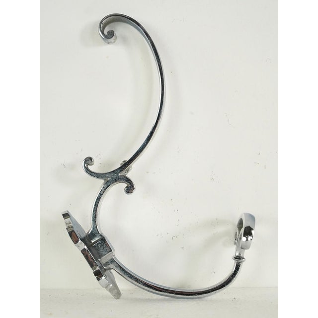 Chrome Vintage European Pair of Chrome Plated Brass Wall Hooks For Sale - Image 8 of 9