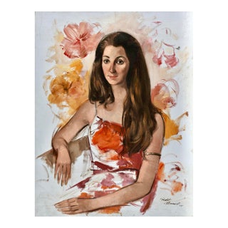 Portrait of a Palm Beach Socialite-1975-Signed-28" X 36" For Sale