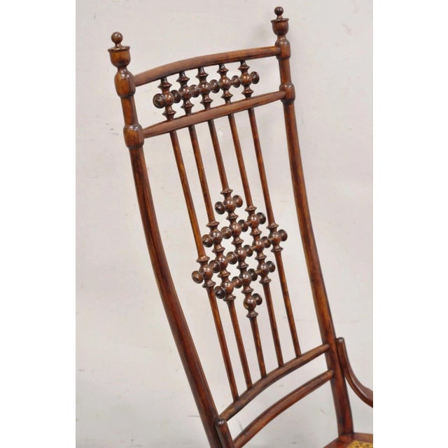Late 19th Century Victorian Aesthetic Movement Chestnut Stick & Ball Spindle Rocker Rocking Chair For Sale - Image 9 of 12