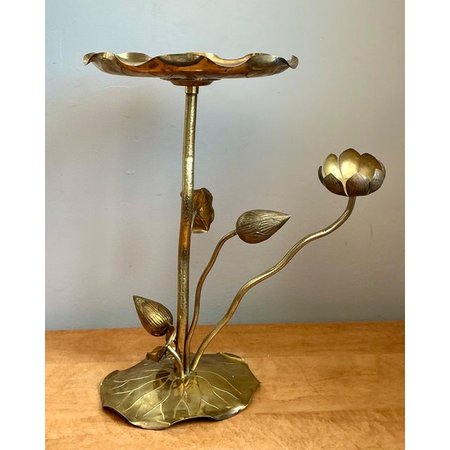 Vintage Carole Stupell Brass Lotus Leaf Accent Table For Sale In West Palm - Image 6 of 14