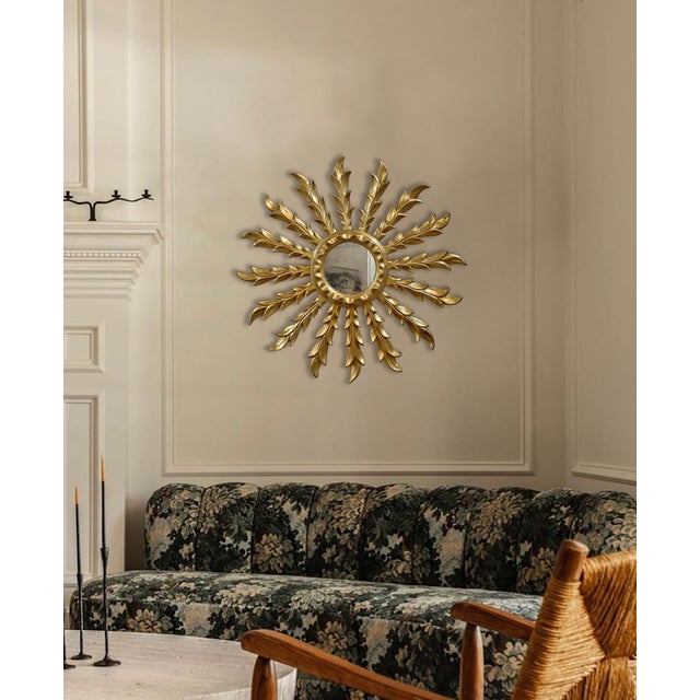 20th Century Sunburst Golden Mirror For Sale - Image 4 of 8