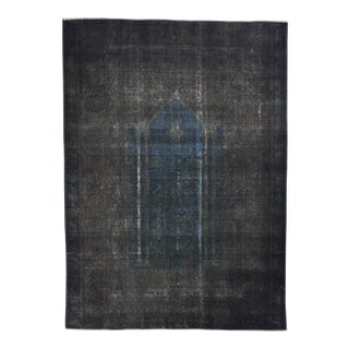 Vintage Dark Grey Overdyed Turkish Rug - 3′9″ × 5′3″ For Sale