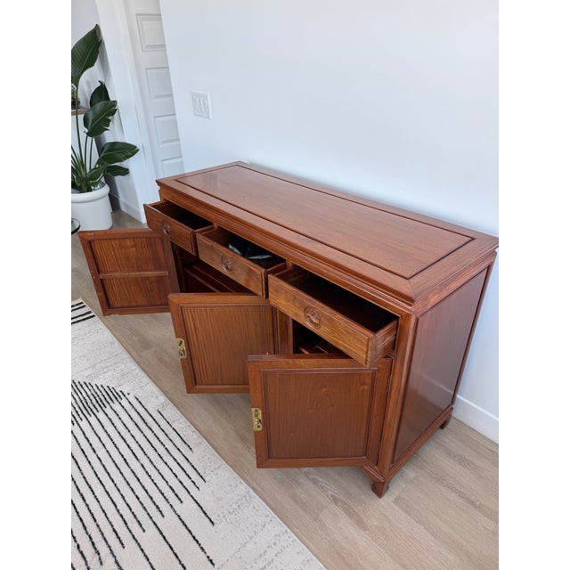 Mid-Century Modern Vintage Chinoiserie Ming-Style Buffet / Credenza For Sale - Image 3 of 8