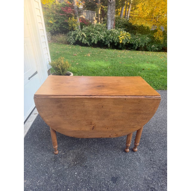 Antique Oak Gate Leg Drop Leaf Dining Table With Drawer For Sale - Image 4 of 16