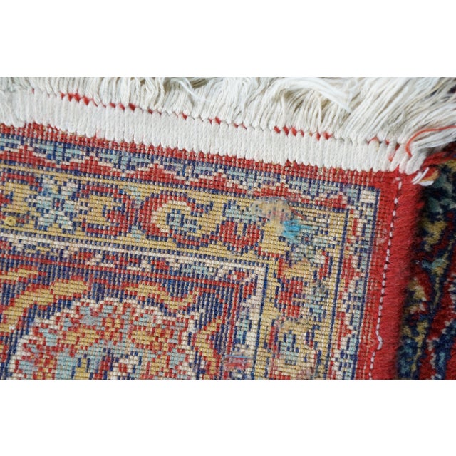 Vintage Hand-Knotted Oriental Geometric Medallion Wool Rug Ivory Crimson 3x6' For Sale - Image 12 of 12