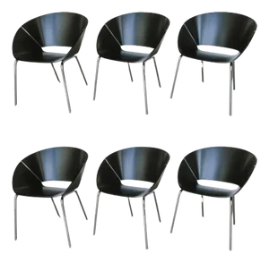 Late 20th Century Lipse Dining Chairs Attributed to Wolfgang c.r. Mezger in Bent Plywood, Set of 6