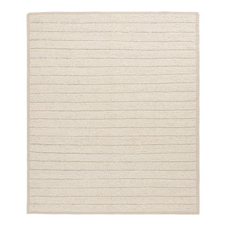 Rug & Kilim’s Textural Kilim Rug in Cream and White High-Low Stripes - 9x12 For Sale