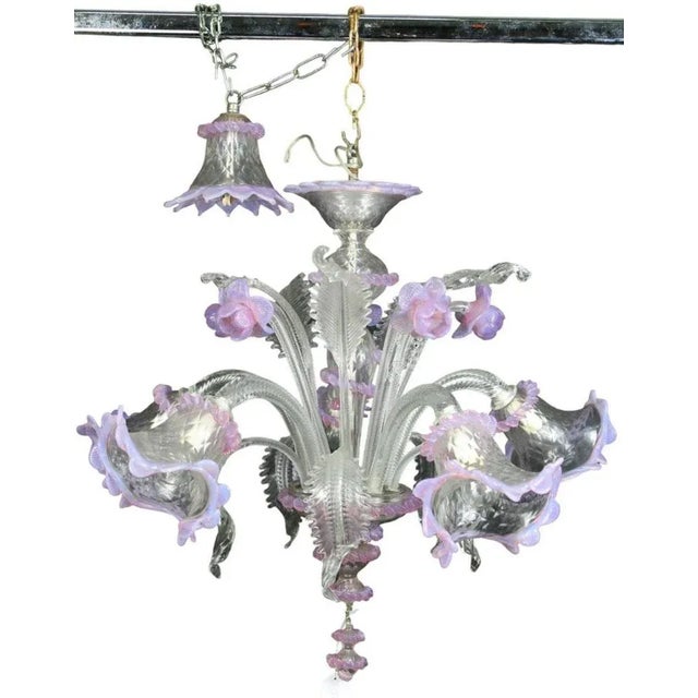 Early 20th Century Arms Chandelier in Murano Glass, Venice For Sale - Image 5 of 6