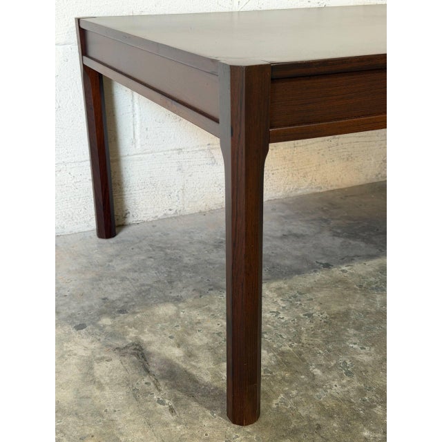 1960s Rosewood Minimalist Coffee Table With Straight Legs Danish Mid-Century Modern 1960s For Sale - Image 5 of 12