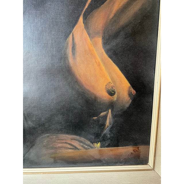 Mid-Century Modern Vintage Mid Century Nude Women Canvas Framed Oil Painting Signed For Sale - Image 3 of 7