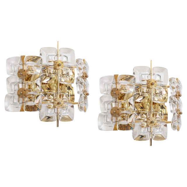 Golden Gilded Brass and Crystal Sconces from Palwa, Germany, 1960s, Set of 2 For Sale - Image 10 of 10