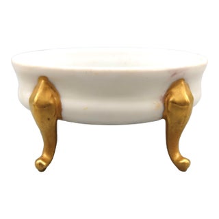 Vintage French Porcelain Footed Jewelry Dish For Sale