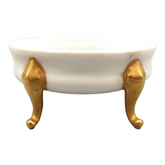 Vintage French Porcelain Footed Jewelry Dish For Sale