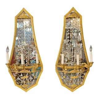 Maison Baguès Mirrored Wall Lights, Sconces or Girandoles - a Pair For Sale