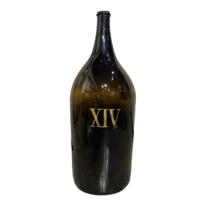 Large Antique French Hand Blown and Painted Wine Bottle, Normandy, Circa 1880s