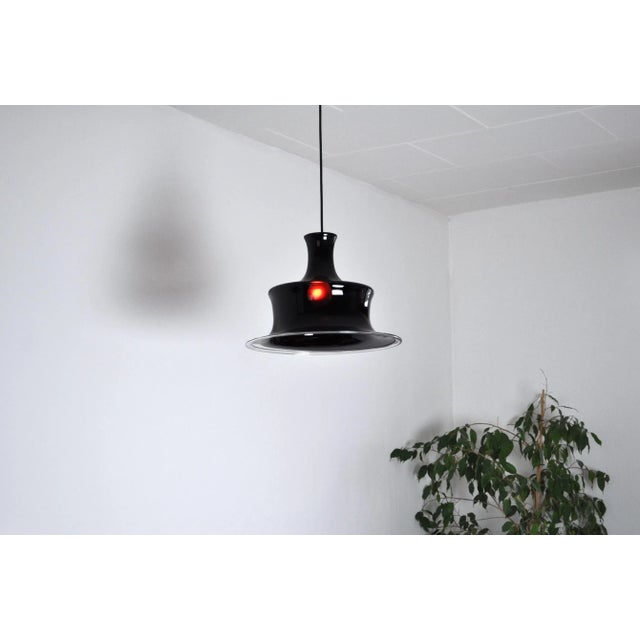 1970s Mouth Blown Ruby Red Opaline Glass Pendant Lamp from Holmegaard, Denmark, 1980s For Sale - Image 5 of 9