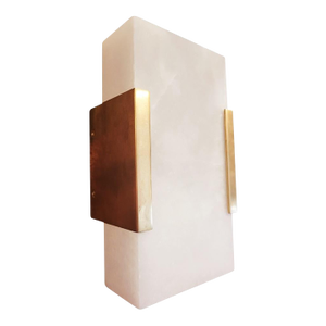 Visual Comfort Alabaster Brass 1 Light Bathroom Hall Wall Sconce Lamp