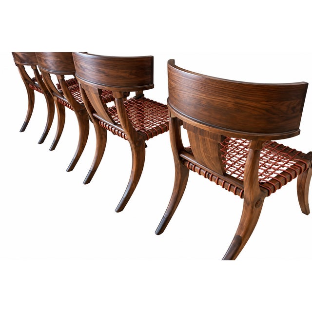 2000 - 2009 Klismos Style Solid Walnut Dining Chairs -Set of 10 For Sale - Image 5 of 7