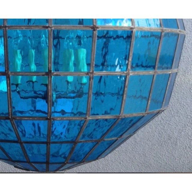 Contemporary Seaside Pendant 36" Blue Glass by Clate Grunden For Sale - Image 3 of 5