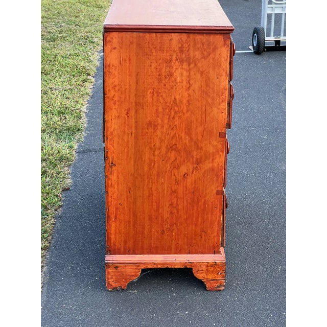 Chippendale Antique Pine Chippendale Chest on Bracket Base With Double Drawer Dated 1808 For Sale - Image 3 of 11