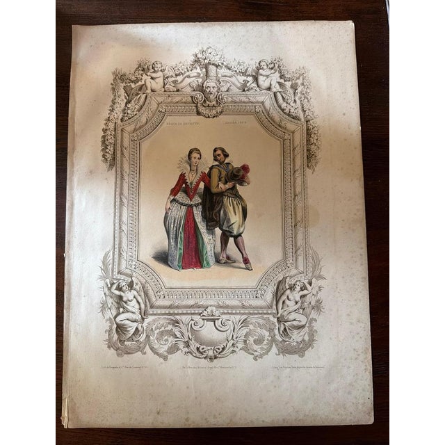 Henri IV & Marie De Medici French Court Costume, 1847, Lithograph For Sale - Image 6 of 9