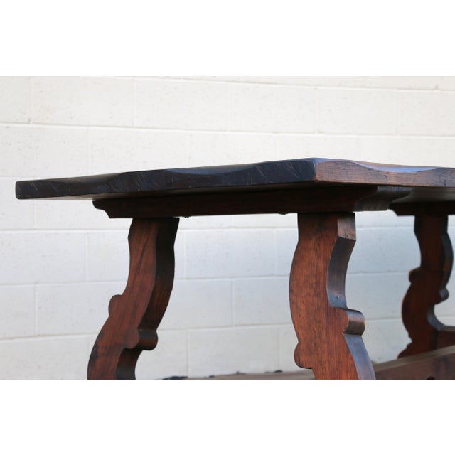 Antique Spanish Revival Solid Wood Trestle Dining Table, Mid 20th Century For Sale - Image 10 of 18