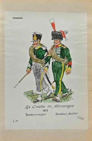 Herbert Knotel, Le Croates en Allemagne, Ink & Watercolor Drawing, 1940s