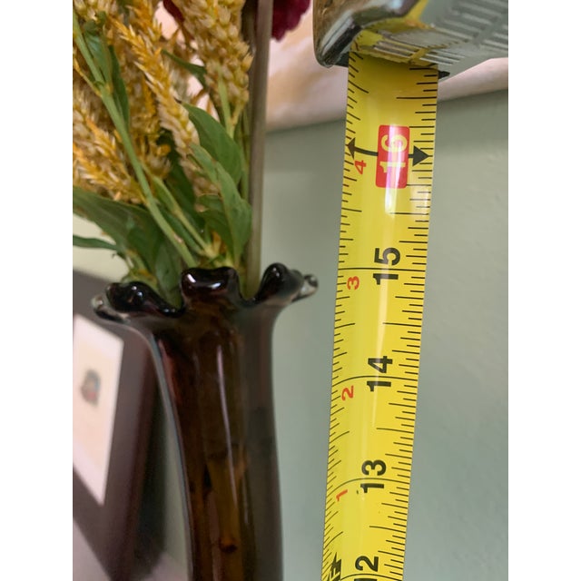 Vintage 1960s Handblown Amethyst Art Glass Vase With Ruffled Rim For Sale - Image 4 of 6