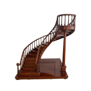 Vintage Mahogany Curved Staircase Architectural Model Sculpture, Maitland-Smith Style For Sale