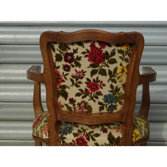 Louis XV Convertible Armchair with Brocade Fabric, 1950s For Sale - Image 14 of 18